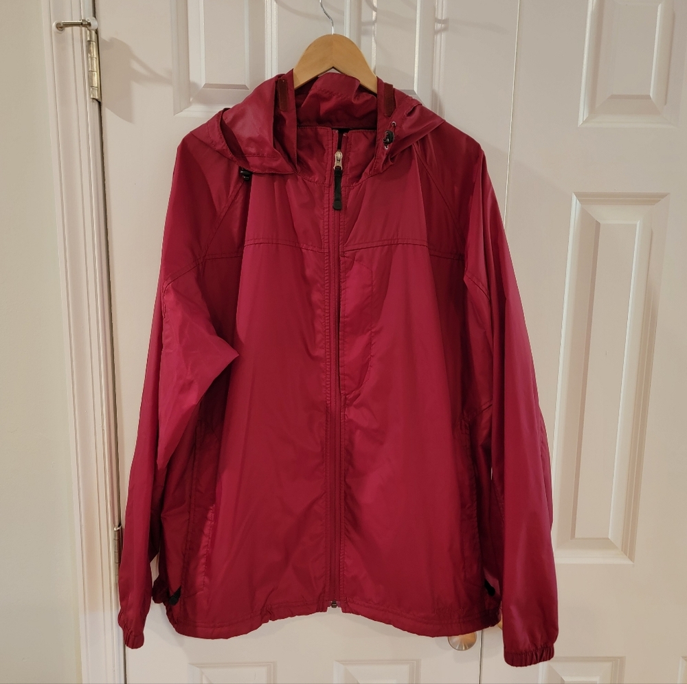 L.L. Bean‎ Men's Windbreaker Jacket Full Zip Hooded Bordeaux Nylon Gorpcore